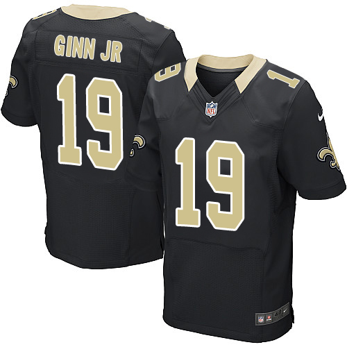 Nike Saints #19 Ted Ginn Jr Black Team Color Men's Stitched NFL Elite Jersey