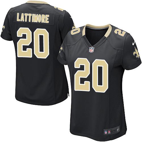 Nike Saints #20 Marshon Lattimore Black Team Color Women's Stitched NFL Elite Jersey