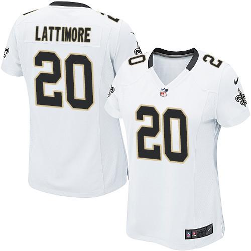 Nike Saints #20 Marshon Lattimore White Women's Stitched NFL Elite Jersey