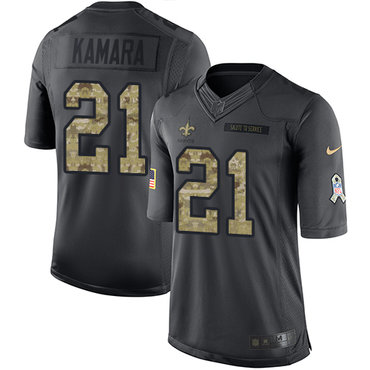 Nike Saints #21 Alvin Kamara Black Men's Stitched NFL Limited 2016 Salute To Service Jersey