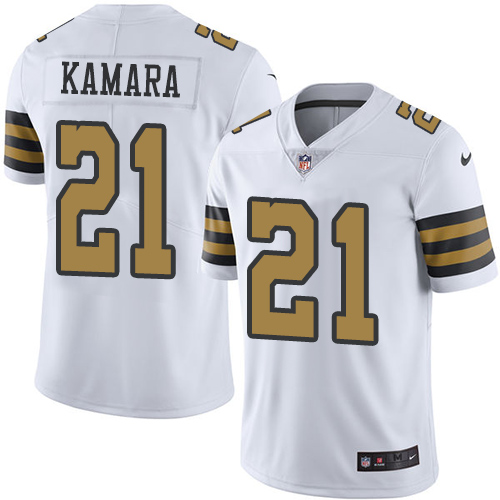 Nike Saints #21 Alvin Kamara White Youth Stitched NFL Limited Rush Jersey