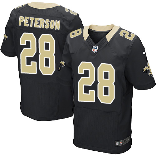 Nike Saints #28 Adrian Peterson Black Team Color Men's Stitched NFL Elite Jersey