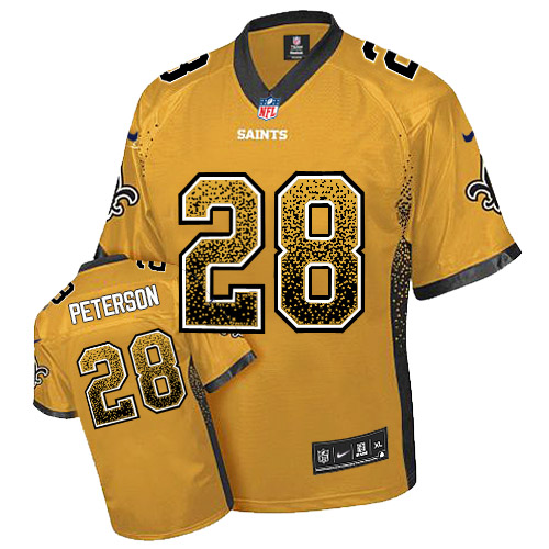 Nike Saints #28 Adrian Peterson Gold Men's Stitched NFL Elite Drift Fashion Jersey