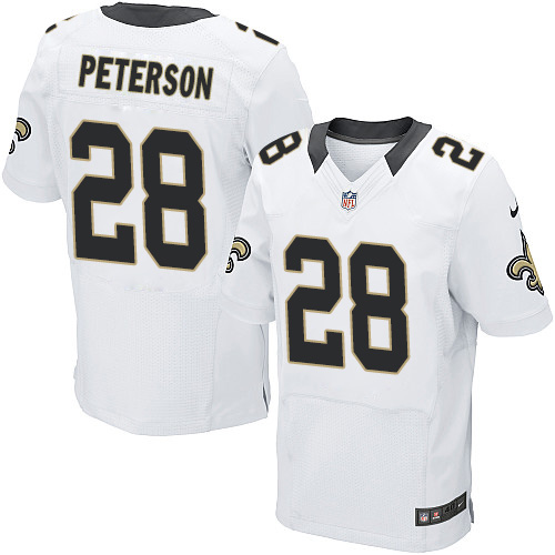 Nike Saints #28 Adrian Peterson White Men's Stitched NFL Elite Jersey