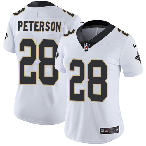 Nike Saints #28 Adrian Peterson White Women's Stitched NFL Vapor Untouchable Limited Jersey
