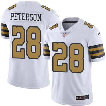 Nike Saints #28 Adrian Peterson White Stitched NFL Limited Rush Jersey