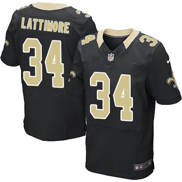 Nike Saints #34 Marshon Lattimore Black Team Color Men's Stitched NFL Elite Jersey