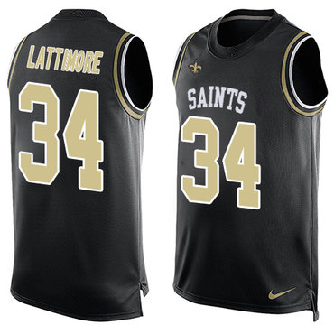 Nike Saints #34 Marshon Lattimore Black Team Color Men's Stitched NFL Limited Tank Top Jersey