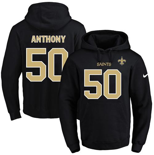 Nike Saints #50 Stephone Anthony Black Name & Number Pullover NFL Hoodie Nike Saints #50 Stephone Anthony Black Name & Number Pullover NFL Hoodie