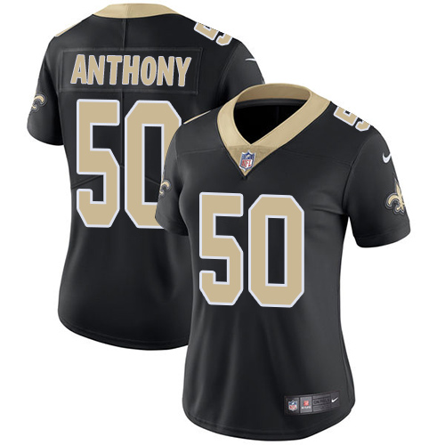 Nike Saints #50 Stephone Anthony Black Team Color Women's Stitched NFL Vapor Untouchable Limited Jersey