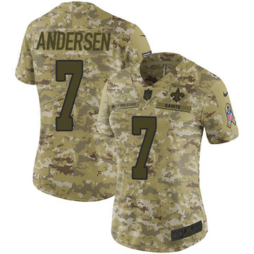 Nike Saints #7 Morten Andersen Camo Women's Stitched NFL Limited 2018 Salute to Service Jersey Nike Saints #7 Morten Andersen Camo Women's Stitched NFL Limited 2018 Salute to Service Jersey