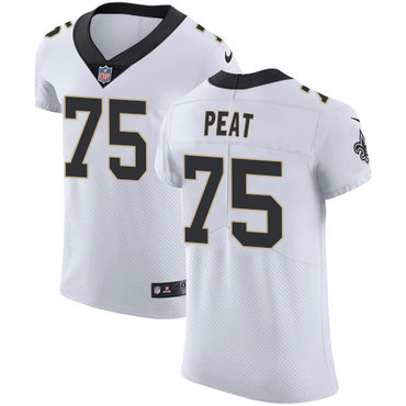 Nike Saints #75 Andrus Peat White Men's Stitched NFL Vapor Untouchable Elite Jersey Nike Saints #75 Andrus Peat White Men's Stitched NFL Vapor Untouchable Elite Jersey