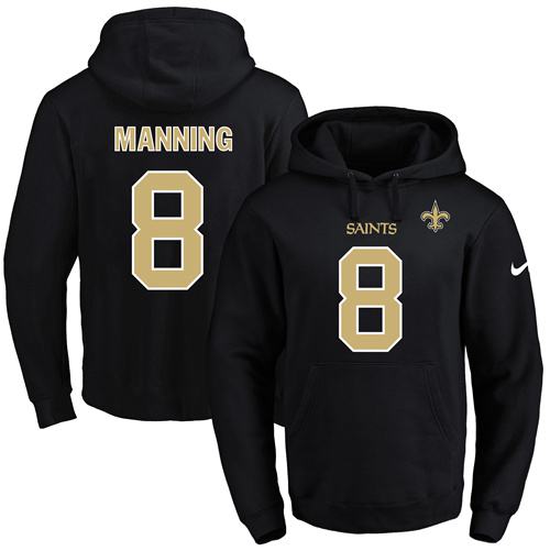 Nike Saints #8 Archie Manning Black Name & Number Pullover NFL Hoodie Nike Saints #8 Archie Manning Black Name & Number Pullover NFL Hoodie