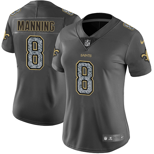 Nike Saints #8 Archie Manning Gray Static Women's NFL Vapor Untouchable Game Jersey