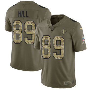 Nike Saints #89 Josh Hill Olive Camo Youth Stitched NFL Limited 2017 Salute to Service Jersey
