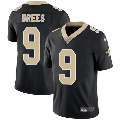 Nike Saints #9 Drew Brees Black Team Color Stitched NFL Vapor Untouchable Limited Jersey