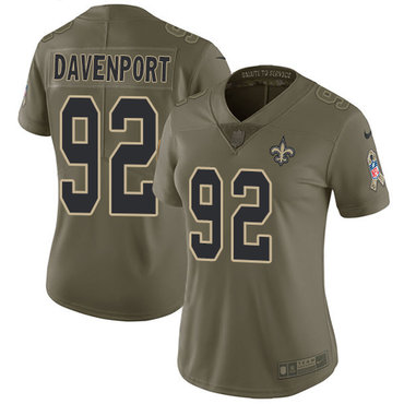 Nike Saints #92 Marcus Davenport Olive Women's Stitched NFL Limited 2017 Salute to Service Jersey Nike Saints #92 Marcus Davenport Olive Women's Stitched NFL Limited 2017 Salute to Service Jersey