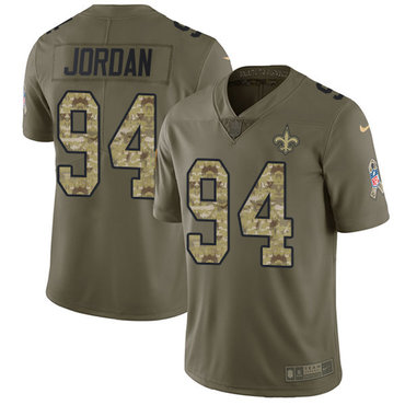 Nike Saints #94 Cameron Jordan Olive Camo Men's Stitched NFL Limited 2017 Salute To Service Jersey