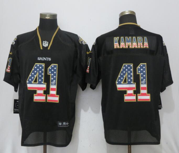 Nike Saints 41 Alvin Kamara Black USA Flag Fashion Elite Jersey Nike Saints 41 Alvin Kamara Black USA Flag Fashion Elite Jersey