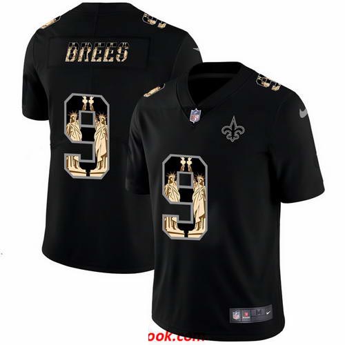 Nike Saints 9 Drew Brees Black Statue Of Liberty Limited Jersey