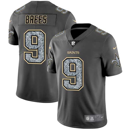Nike Saints 9 Drew Brees Gray Camo Vapor Untouchable Limited Jersey