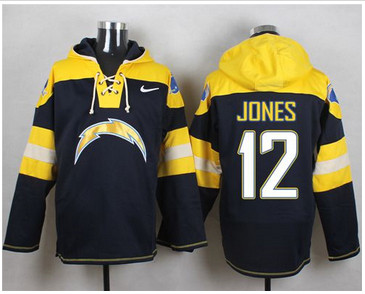 Nike San Diego Chargers #12 Jacoby Jones Navy Blue Player Pullover NFL Hoodie