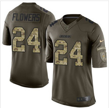 Nike San Diego Chargers #24 Brandon Flowers Green Men's Stitched NFL Limited Salute to Service Jersey