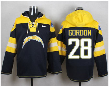 Nike San Diego Chargers #28 Melvin Gordon Navy Blue Player Pullover NFL Hoodie