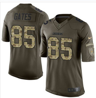 Nike San Diego Chargers #85 Antonio Gates Green Men's Stitched NFL Limited Salute to Service Jersey