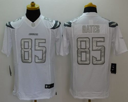 Nike San Diego Chargers #85 Antonio Gates White Men''s Stitched NFL Limited Platinum Jersey