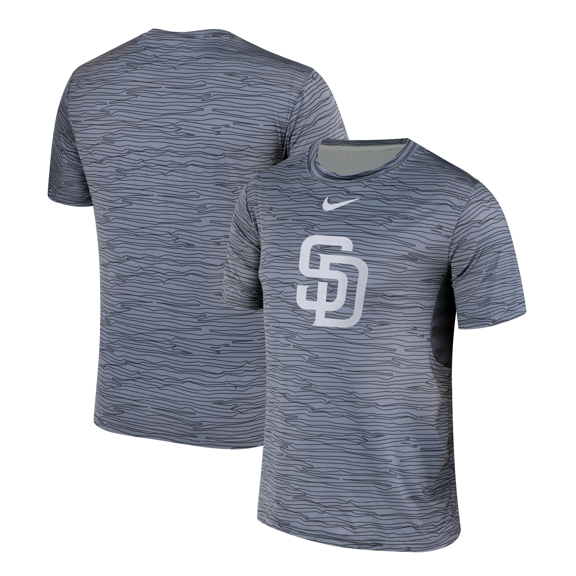 Nike San Diego Padres Gray Black Striped Logo Performance T-Shirt Nike San Diego Padres Gray Black Striped Logo Performance T-Shirt