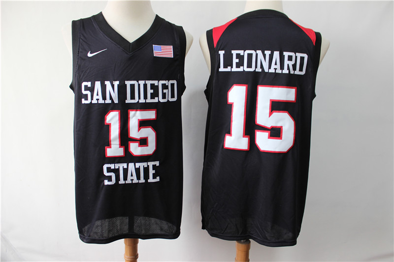 Nike San Diego State 15 Kawhi Leonard Black College Basketball Jersey