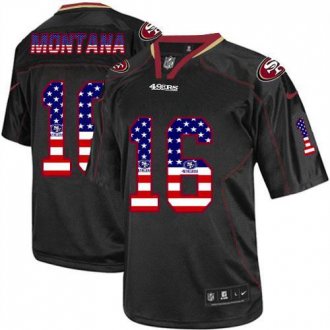 Nike San Francisco 49ers #16 Joe Montana Black NFL Elite USA Flag Fashion Jersey Nike San Francisco 49ers #16 Joe Montana Black NFL Elite USA Flag Fashion Jersey