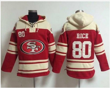 Nike San Francisco 49ers #80 Jerry Rice Red Sawyer Hooded Sweatshirt NFL Hoodie