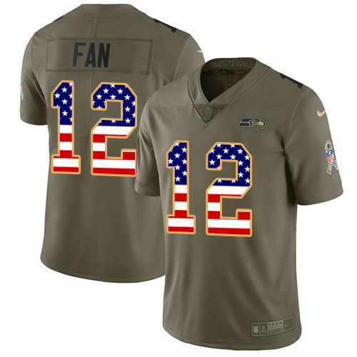 Nike Seahawks #12 Fan Olive USA Flag Men's Stitched NFL Limited 2017 Salute To Service Jersey Nike Seahawks #12 Fan Olive USA Flag Men's Stitched NFL Limited 2017 Salute To Service Jersey
