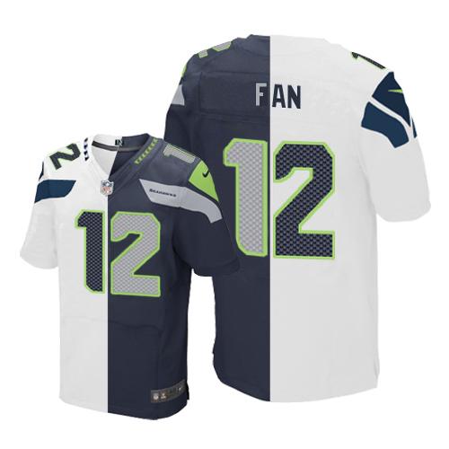 Nike Seahawks #12 Fan White Steel Blue Men's Stitched NFL Elite Split Jersey Nike Seahawks #12 Fan White Steel Blue Men's Stitched NFL Elite Split Jersey