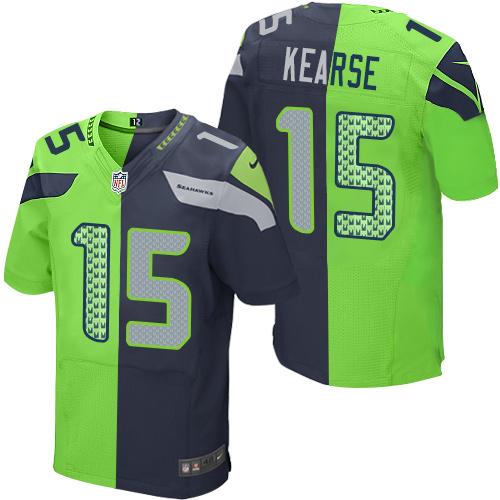 Nike Seahawks #15 Jermaine Kearse Steel Blue Green Men's Stitched NFL Elite Split Jersey Nike Seahawks #15 Jermaine Kearse Steel Blue Green Men's Stitched NFL Elite Split Jersey