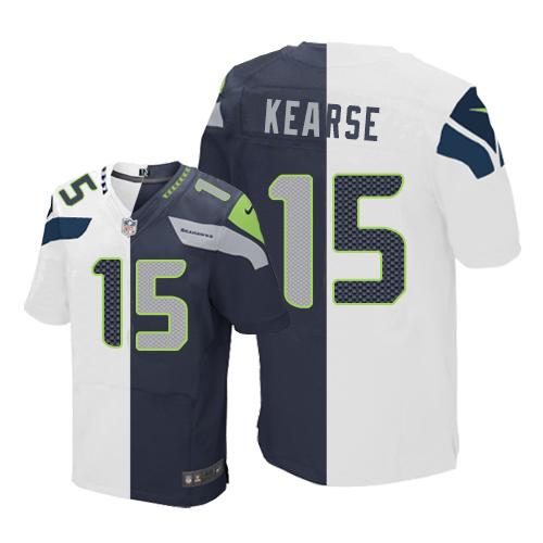 Nike Seahawks #15 Jermaine Kearse White Steel Blue Men's Stitched NFL Elite Split Jersey Nike Seahawks #15 Jermaine Kearse White Steel Blue Men's Stitched NFL Elite Split Jersey