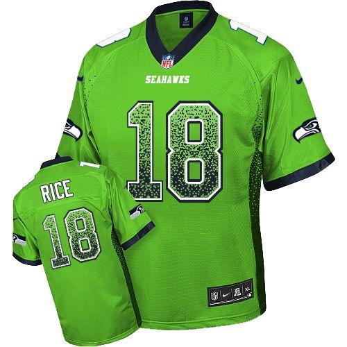 New Seahawks #18 Sidney Rice Green Men's Embroidered NFL Elite Drift Fashion Jersey New Seahawks #18 Sidney Rice Green Men's Embroidered NFL Elite Drift Fashion Jersey
