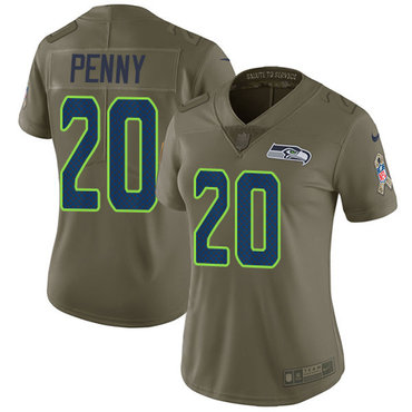 Nike Seahawks #20 Rashaad Penny Olive Women's Stitched NFL Limited 2017 Salute to Service Jersey Nike Seahawks #20 Rashaad Penny Olive Women's Stitched NFL Limited 2017 Salute to Service Jersey