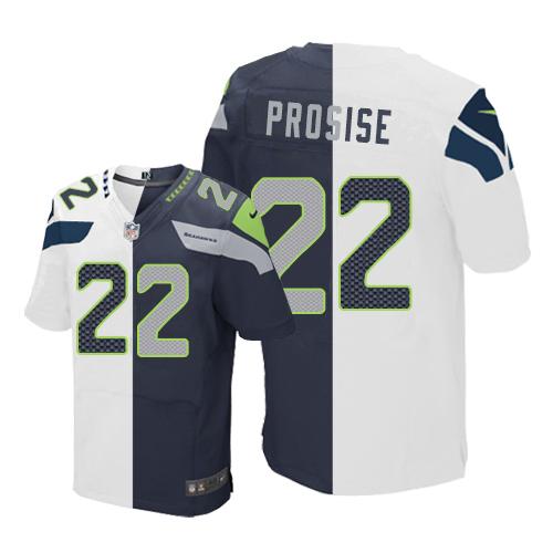 Nike Seahawks #22 C. J. Prosise White Steel Blue Men's Stitched NFL Elite Split Jersey Nike Seahawks #22 C. J. Prosise White Steel Blue Men's Stitched NFL Elite Split Jersey