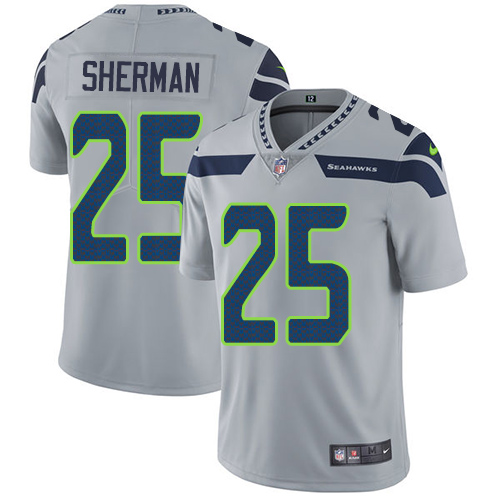 Nike Seahawks #25 Richard Sherman Grey Alternate Youth Stitched NFL Vapor Untouchable Limited Jersey Nike Seahawks #25 Richard Sherman Grey Alternate Youth Stitched NFL Vapor Untouchable Limited Jersey