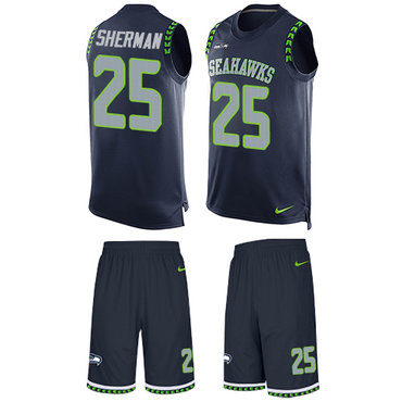 Nike Seahawks #25 Richard Sherman Steel Blue Team Color Men's Stitched NFL Limited Tank Top Suit Jersey Nike Seahawks #25 Richard Sherman Steel Blue Team Color Men's Stitched NFL Limited Tank Top Suit Jersey
