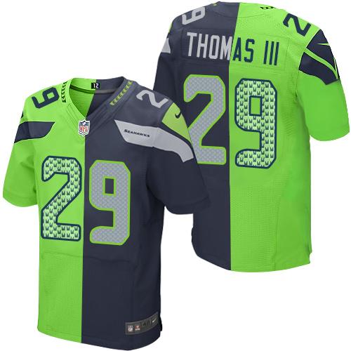Nike Seahawks #29 Earl Thomas III Steel Blue Green Men's Stitched NFL Elite Split Jersey Nike Seahawks #29 Earl Thomas III Steel Blue Green Men's Stitched NFL Elite Split Jersey