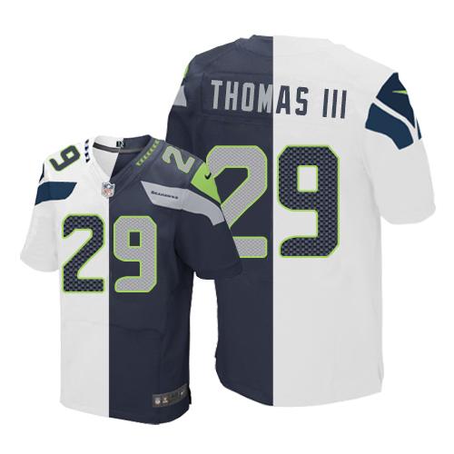 Nike Seahawks #29 Earl Thomas III White Steel Blue Men's Stitched NFL Elite Split Jersey Nike Seahawks #29 Earl Thomas III White Steel Blue Men's Stitched NFL Elite Split Jersey