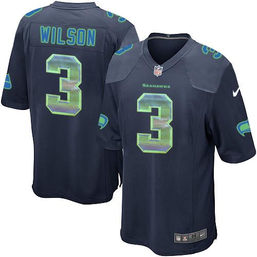 Nike Seahawks #3 Russell Wilson Steel Blue Team Color Men's Stitched NFL Limited Strobe Jersey Nike Seahawks #3 Russell Wilson Steel Blue Team Color Men's Stitched NFL Limited Strobe Jersey