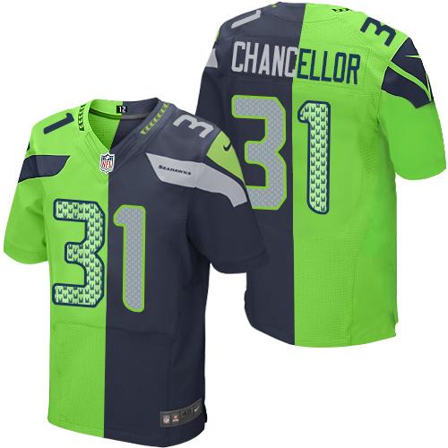 Nike Seahawks #31 Kam Chancellor Steel Blue Green Men's Stitched NFL Elite Split Jersey Nike Seahawks #31 Kam Chancellor Steel Blue Green Men's Stitched NFL Elite Split Jersey