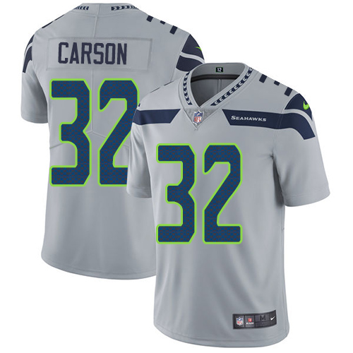 Nike Seahawks #32 Chris Carson Grey Alternate Men's Stitched NFL Vapor Untouchable Limited Jersey Nike Seahawks #32 Chris Carson Grey Alternate Men's Stitched NFL Vapor Untouchable Limited Jersey
