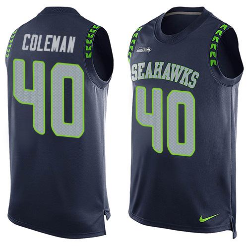 Nike Seahawks #40 Derrick Coleman Steel Blue Team Color Men's Stitched NFL Limited Tank Top Jersey Nike Seahawks #40 Derrick Coleman Steel Blue Team Color Men's Stitched NFL Limited Tank Top Jersey
