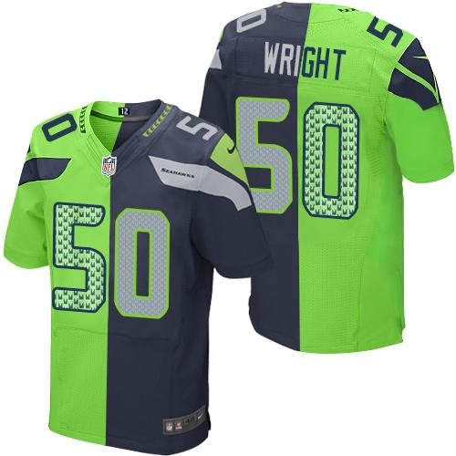 Nike Seahawks #50 K.J. Wright Steel Blue Green Men's Stitched NFL Elite Split Jersey Nike Seahawks #50 K.J. Wright Steel Blue Green Men's Stitched NFL Elite Split Jersey